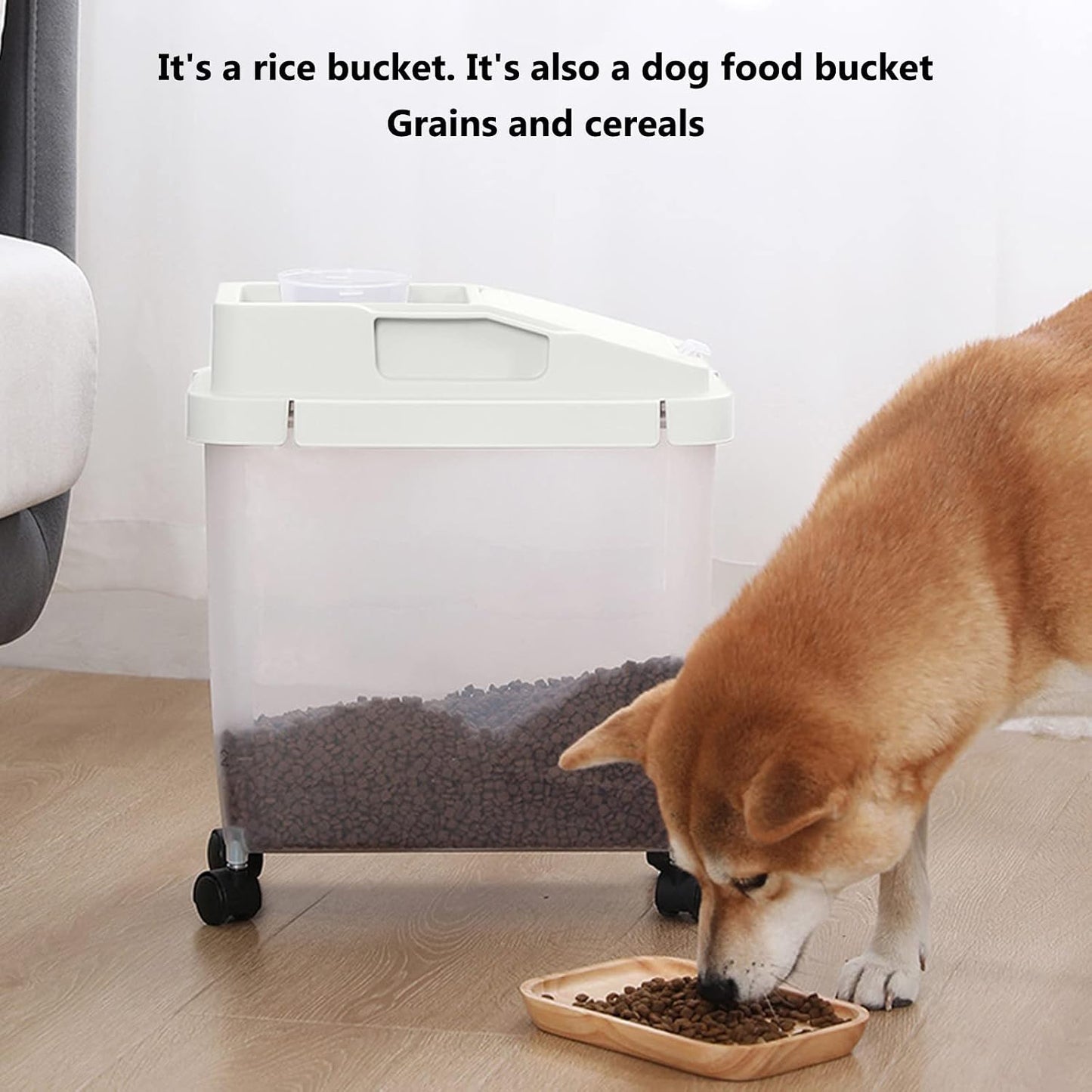 Rice Dispenser, Large Rice Container with Scale Measuring Cylinder, 2024 New Household Rice Storage Container with Time Scale, Cereal Dispenser Bucket, for Home Kitchen Pantry Organization