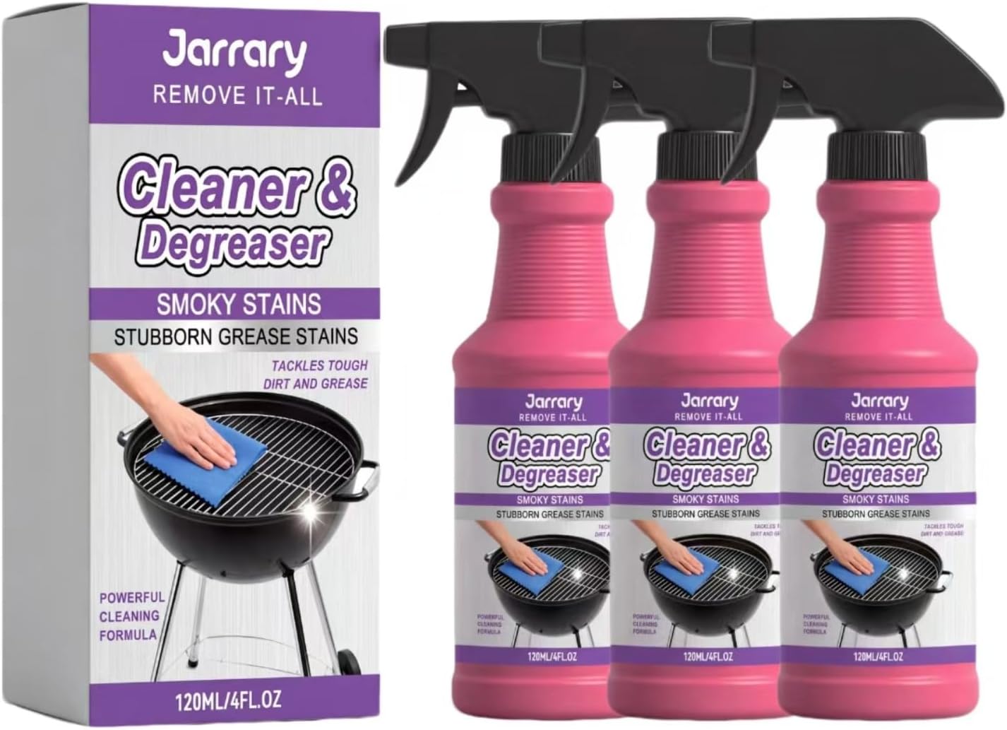 Fast-Acting Heavy-Duty Grill Degreaser Spray, Grill Cleaner, Quick Foaming Multi-Surface Barbecue Degreaser for Outdoor Grills, Stainless Steel Grates, Oven Racks, Vent Hoods & Stovetops (1pcs)