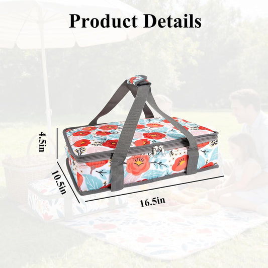 Insulated Casserole Carrier Expandable for Hot or Cold Food with Handle Food Transport for Travel Picnic Cookouts,Fits Pioneer Woman Kitchen Stuff Accessories and 9" x 13" Baking Dish