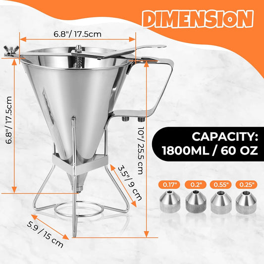 Large 60oz Pancake Batter Dispenser with Stand and Tools