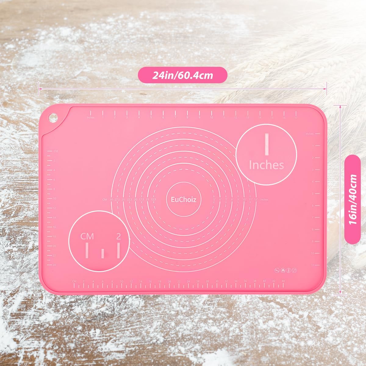 Silicone Pastry Mat 20"*16" Extra Thick Non Stick Baking Mat Food Grade Silicone Dough Rolling Bake Mat with Edge Heightening Blue