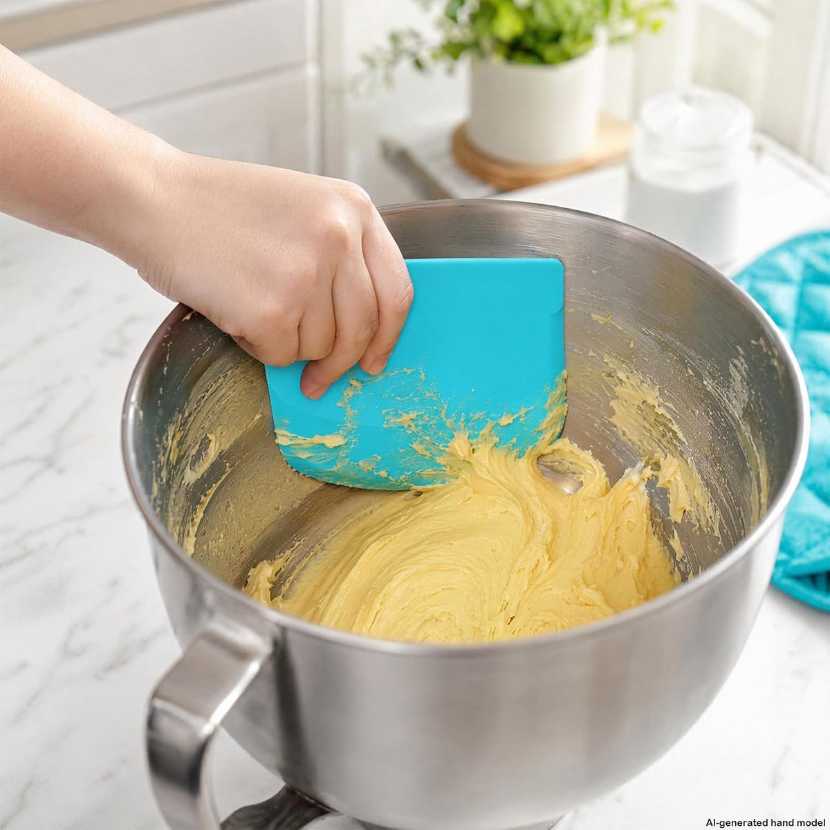 7 Dough Scrapers for Baking, Flexible Bowl Scraper with Dough Cutter Edge