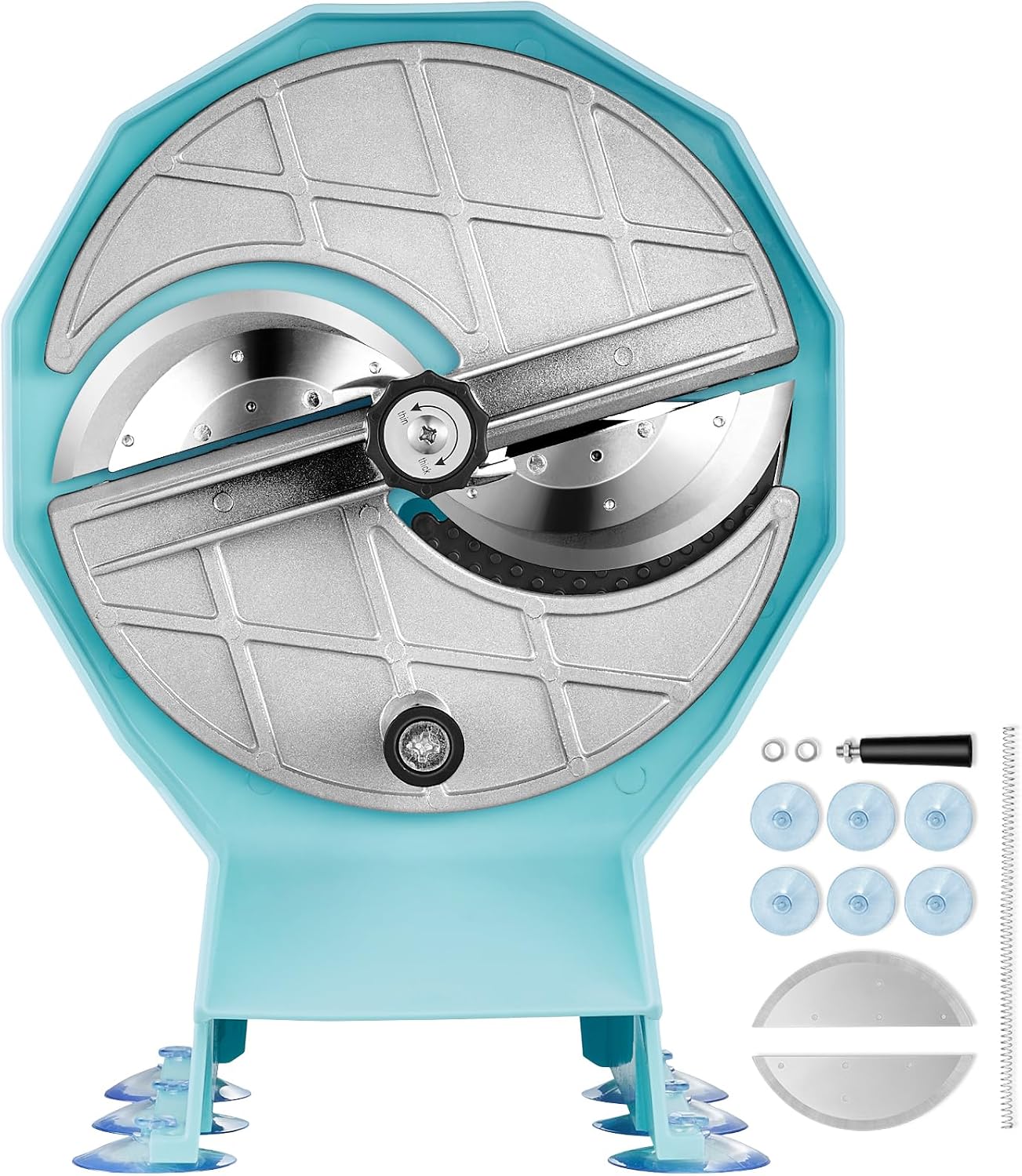 VEVOR Manual Vegetable Fruit Slicer, 0-0.5"/0-12mm Thickness Adjustable Commercial Slicer Machine, Stainless Steel Food Cutter Slicing Machine with 2 Spare Blades, for Potato, Cucumber, Lemon, Tomato