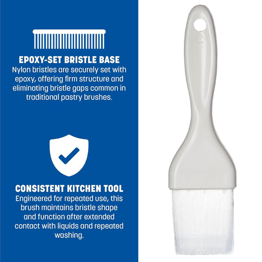 Carlisle FoodService Products 40391-02 7.50" Length, Bristle 2" Width x 2" Trim, White Color, Plastic Handle Galaxy Pastry Brush with Nylon Bristles