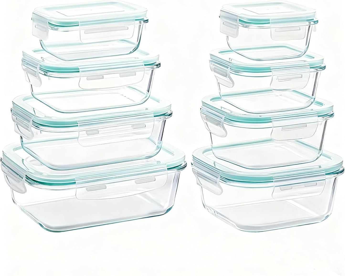 UFI Glass Food Storage Containers with Lids Airtight - 8 Pack - BPA-Free, Leak-Proof, Microwave & Freezer Safe Meal Prep Containers, Stackable Borosilicate Glass Containers for Kitchen Organization