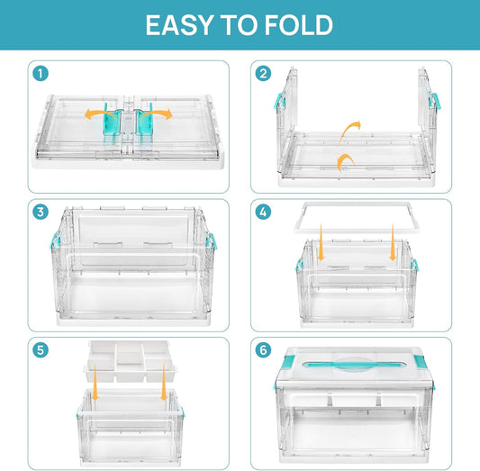Vtopmart 24 QT Clear Plastic Craft Organizer with Removable Trays and Dividers, Storage Box for Coloring Books, Modeling Clay, Molds and Art Supplies, 1 Pack