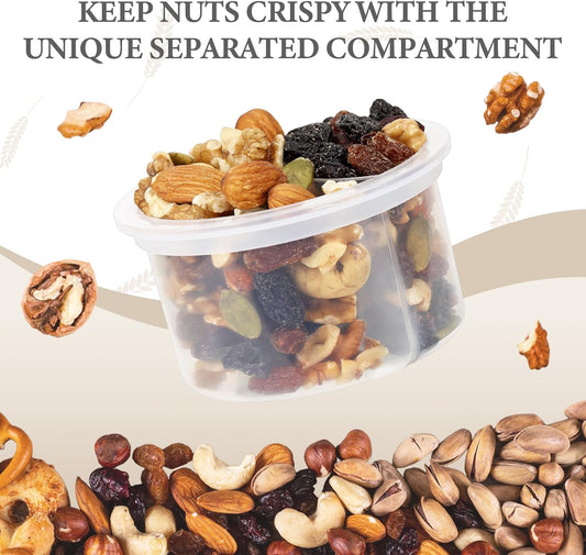 SOLIGT 4 Pack Overnight Oats Containers with Lids, Folding Spoons and Divided Compartments for Fruit & Nuts, Small Glass 16oz Mason Jars for Oatmeal (4 Set-Oat White/Green/Rose/Blue)