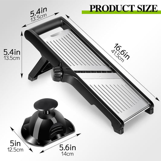 MASTERTOP Mandoline Slicer for Kitchen Adjustable Stainless Steel Food Slicer Vegetable Chopper Onion Waffle French Fry Cutter Potato Chip Julienne Slicer with Safety Gloves