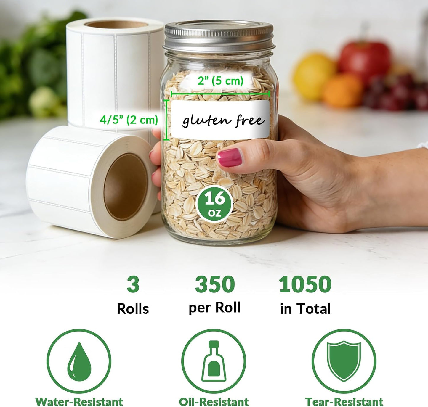 NATURALABEL 700 PCS Blank Removable Freezer Labels - Food Labels with Perforated Lines, for Meal Prep Containers (4/5" x 2", 2 Rolls, 350 Count/Roll)