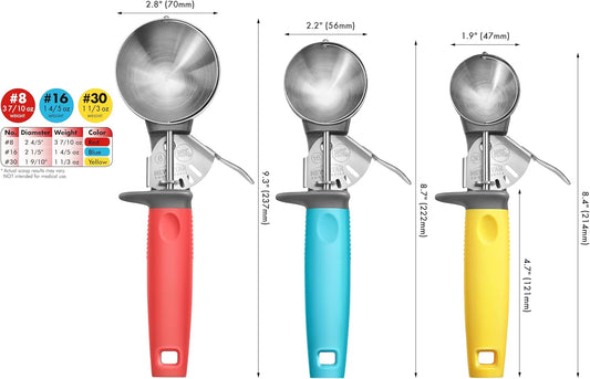 New Star Foodservice Thumb Press Food Disher/Ice Cream Scoop, 3-Pack