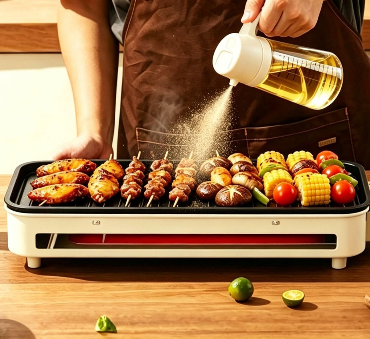 AT-VALY 2-in-1 Oil Sprayer for Cooking, 16oz Glass Oil Dispenser, Black