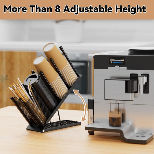 Coffee Cup and Lid Holder - 4 Compartments Plastic Paper Cups Dispenser