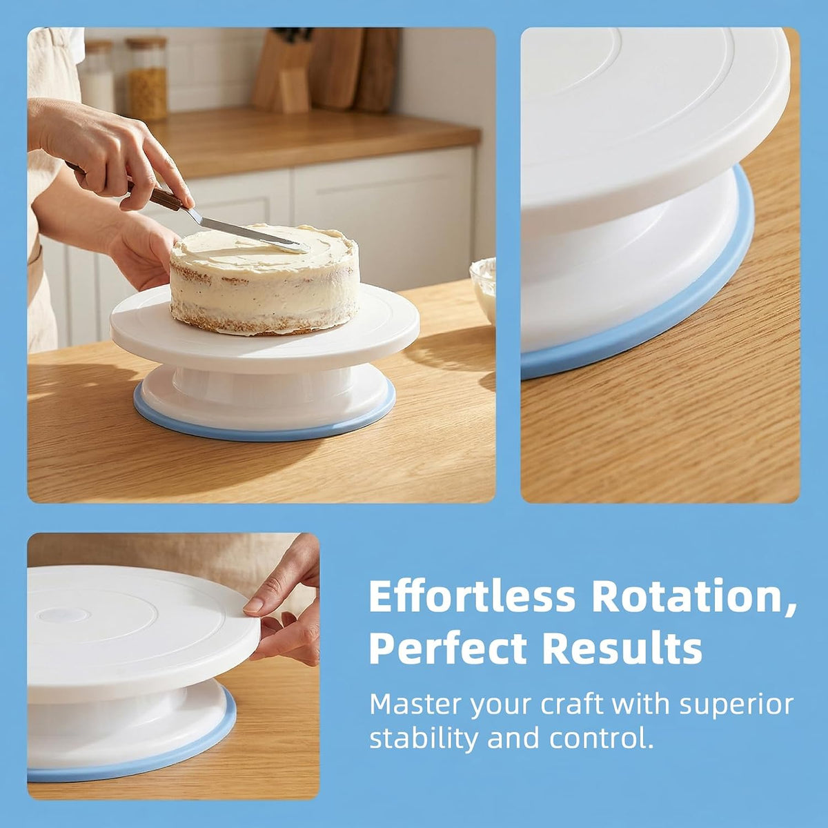 4 Pack 11 Inch Rotating Cake Turntable for Decorating, Smooth Spinning Cake Revolving Stand, Baking Decorating Display