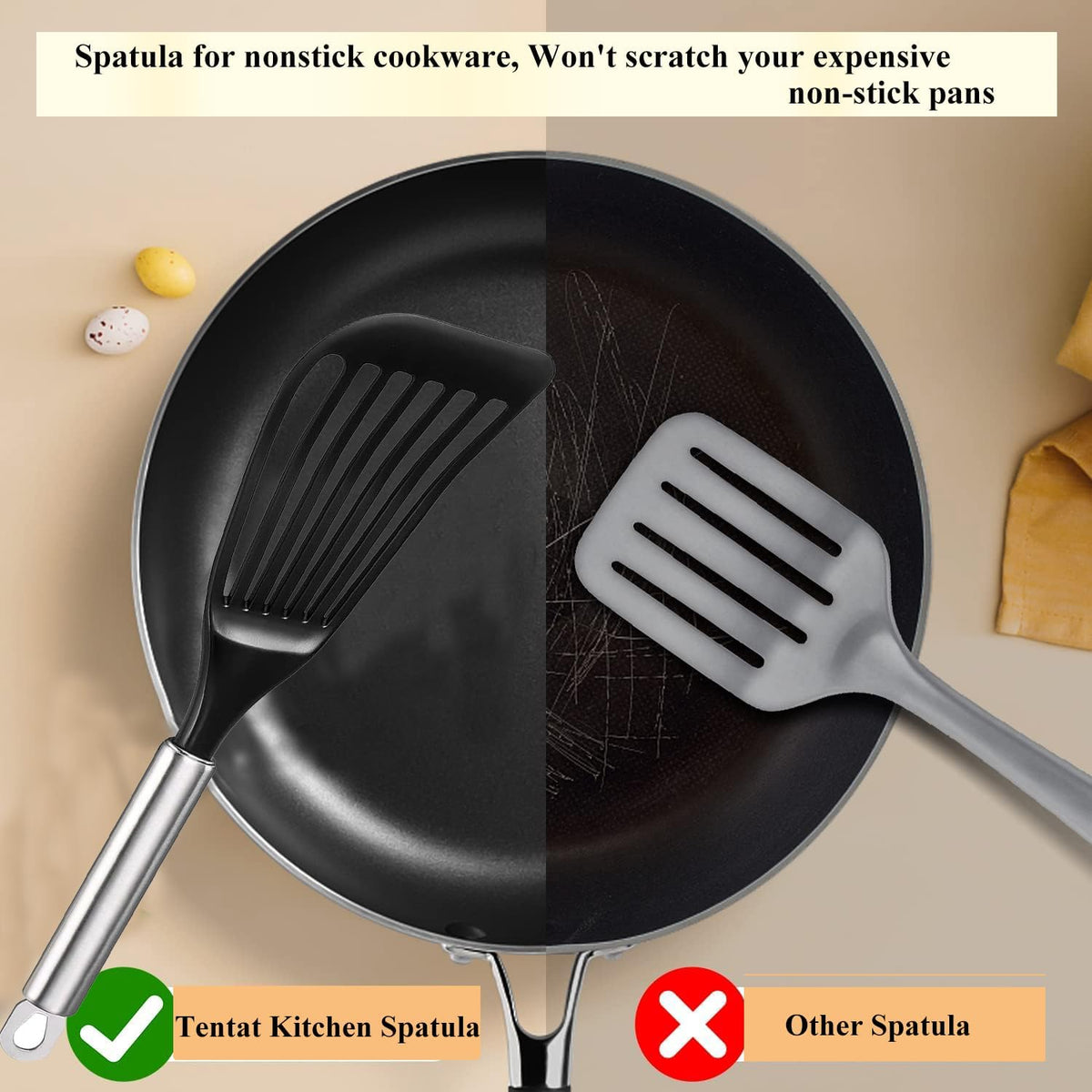 Tenta Kitchen Flexible Fish Turner Spatula, for Fish/Egg/Meat/Dumpling Frying