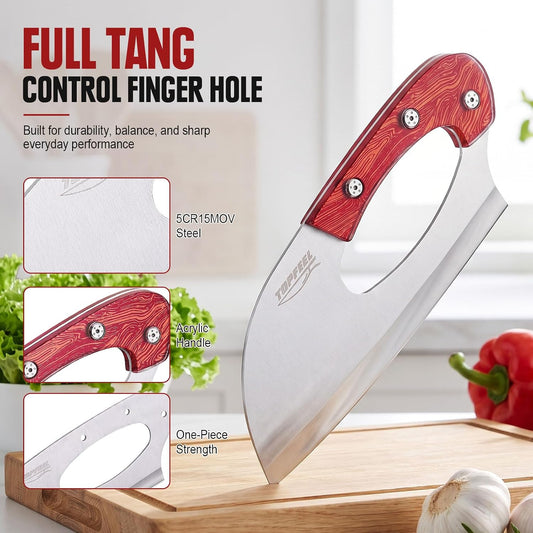 Topfeel Effort-Saving Meat Cleaver, German Steel Rocker Kitchen Knife