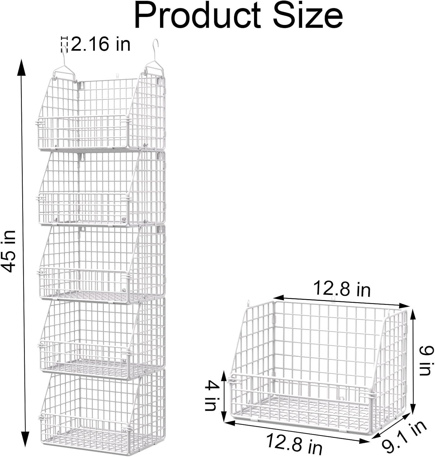 PUPPYCUTE Stackable Wire Storage Baskets for Kitchen Closet Pantry, Hanging Closet Organizers Storage Shelves Organization, Wall Mount Metal Basket Bins, Clothing Vegetable & Fruit Organizer 3 pcs