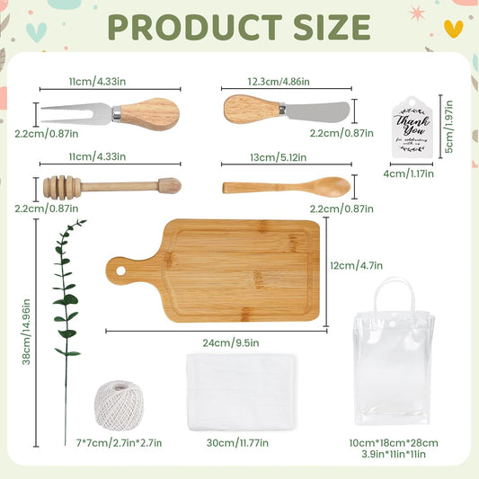 6 Sets Baby Shower Game Prizes for Winner Bamboo Mini Cheese Cutting Charcuterie Board Gift Set Bridal Shower Gifts for Guests Classy Favors (6 Sets)
