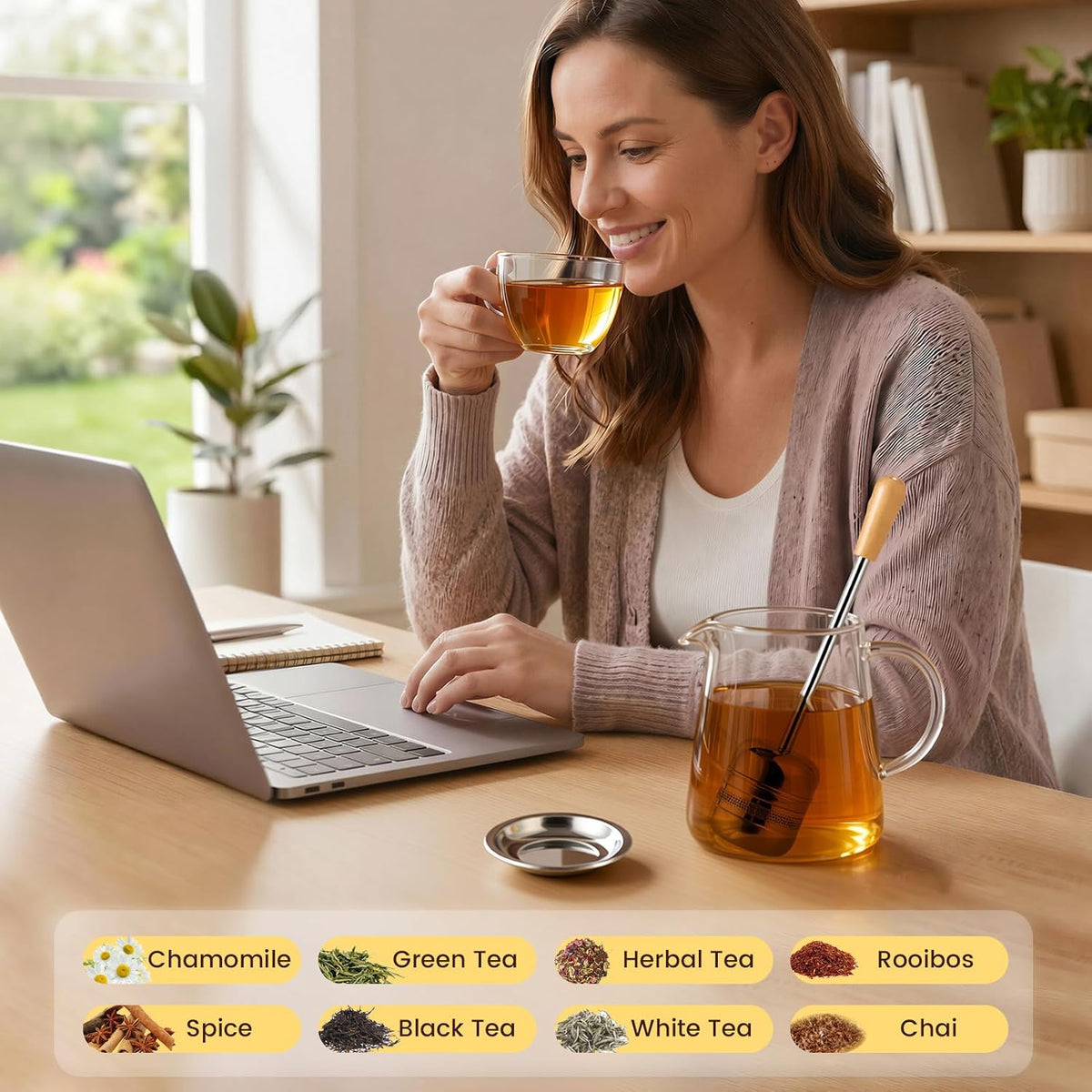 ZPUFAW 2Packs of Tea Infuser for Loose Leaf Tea, Long Handle 18/8 Stainless Steel Tea Scoop Infuser Fine Mesh Tea Strainers Tea Steeper