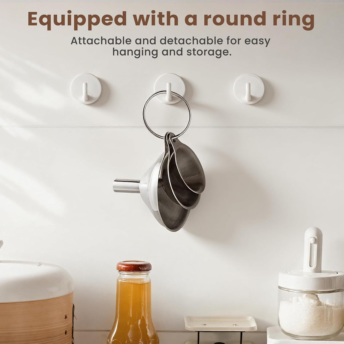 Supercenter Kitchen Funnel, Mini Funnel, Set of 3, Round Ring & Clean Brush