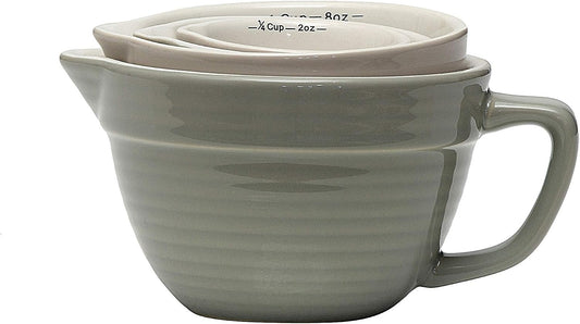 Creative Co-Op Batter Bowl Shaped Measuring Cups in Greys (Set of 4 Sizes)