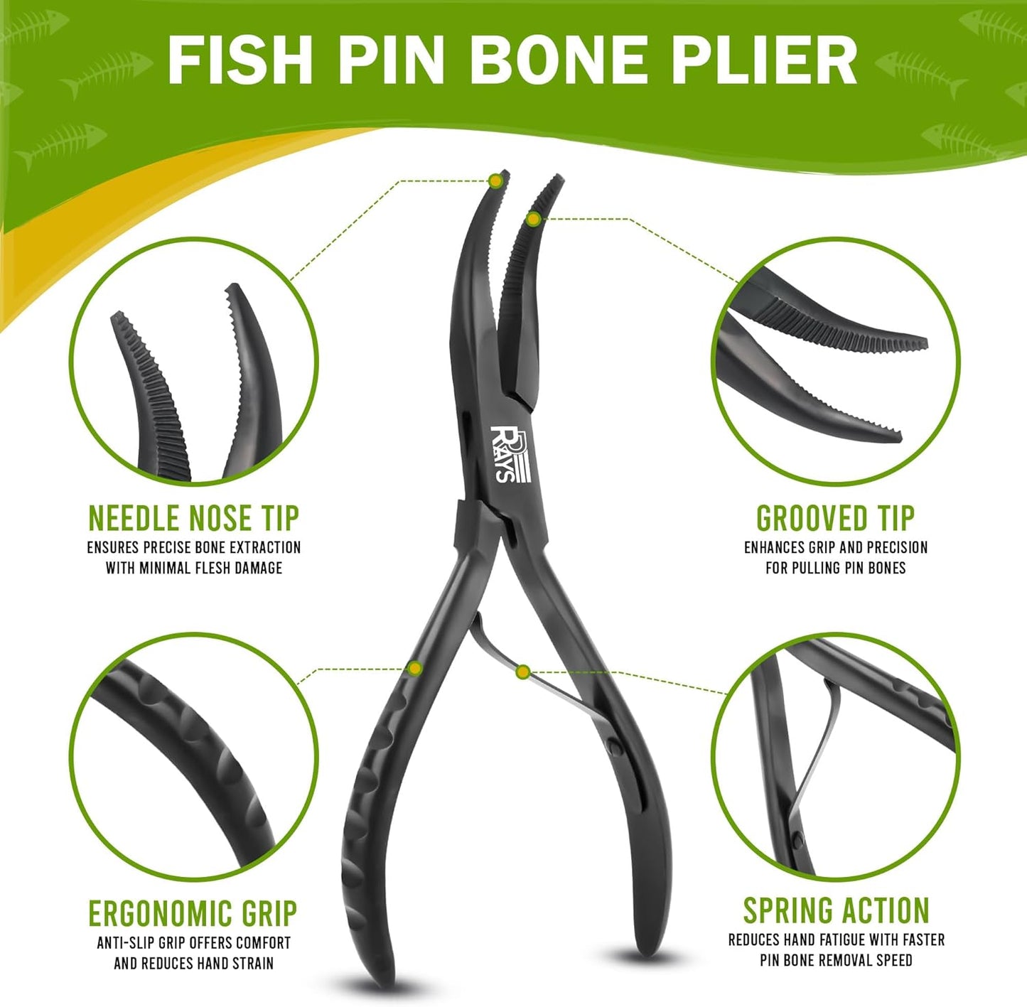 Fish Bone Tweezer Set,4.3" Stainless Steel 2 Piece, Flat and Slant tips Fish bone removal tool.
