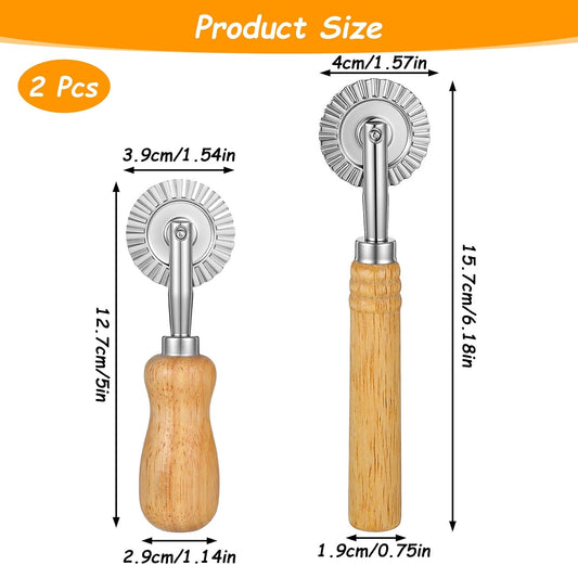 2 Pcs Pasta Cutter Wheel Sturdy Fluted Ravioli Cutter Wheel