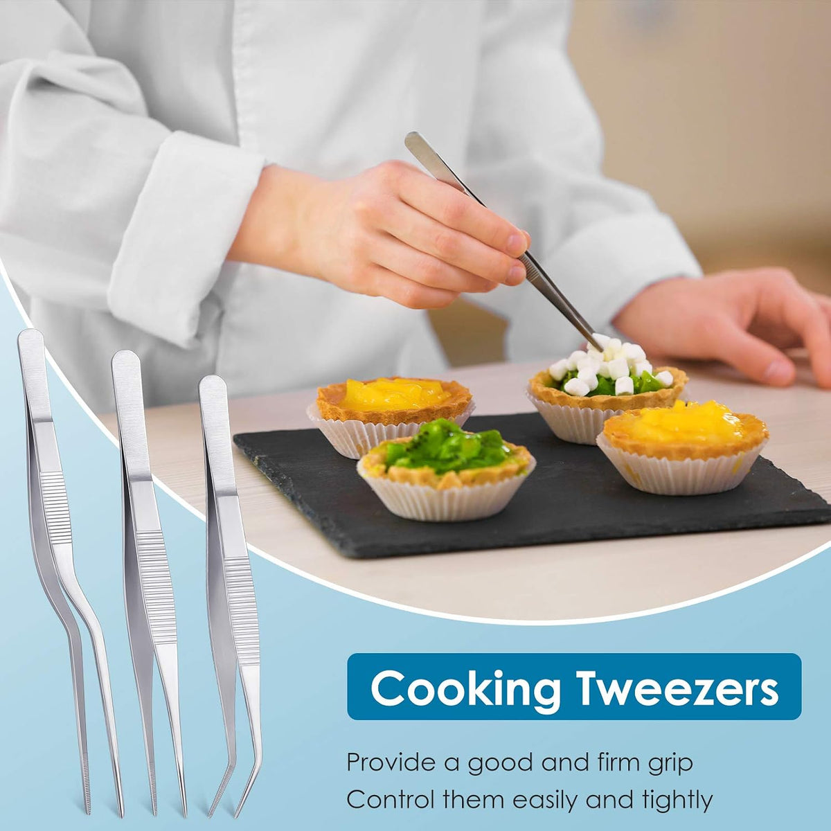 Patelai 12 Pcs Chef Plating Tools, Culinary Tweezer, Drizzle Spoon, Spatula