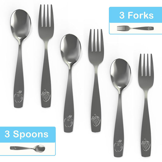 CHILLOUT LIFE Stainless Steel Kids Silverware Set 15 Pieces - Child and Toddler Safe Flatware - Kids Utensil Set - Metal Kids Cutlery Set Includes 5 Small Kids Spoons, 5 Forks & 5 Knives