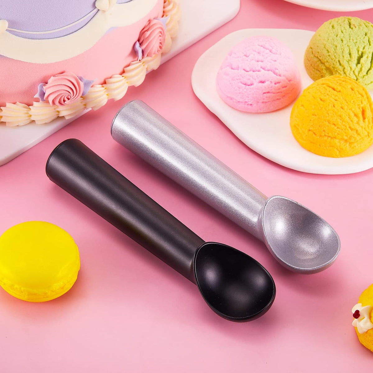 Gejoy Ice Cream Scoop Set, Ice Cream Scoops 7 Inch, Silver