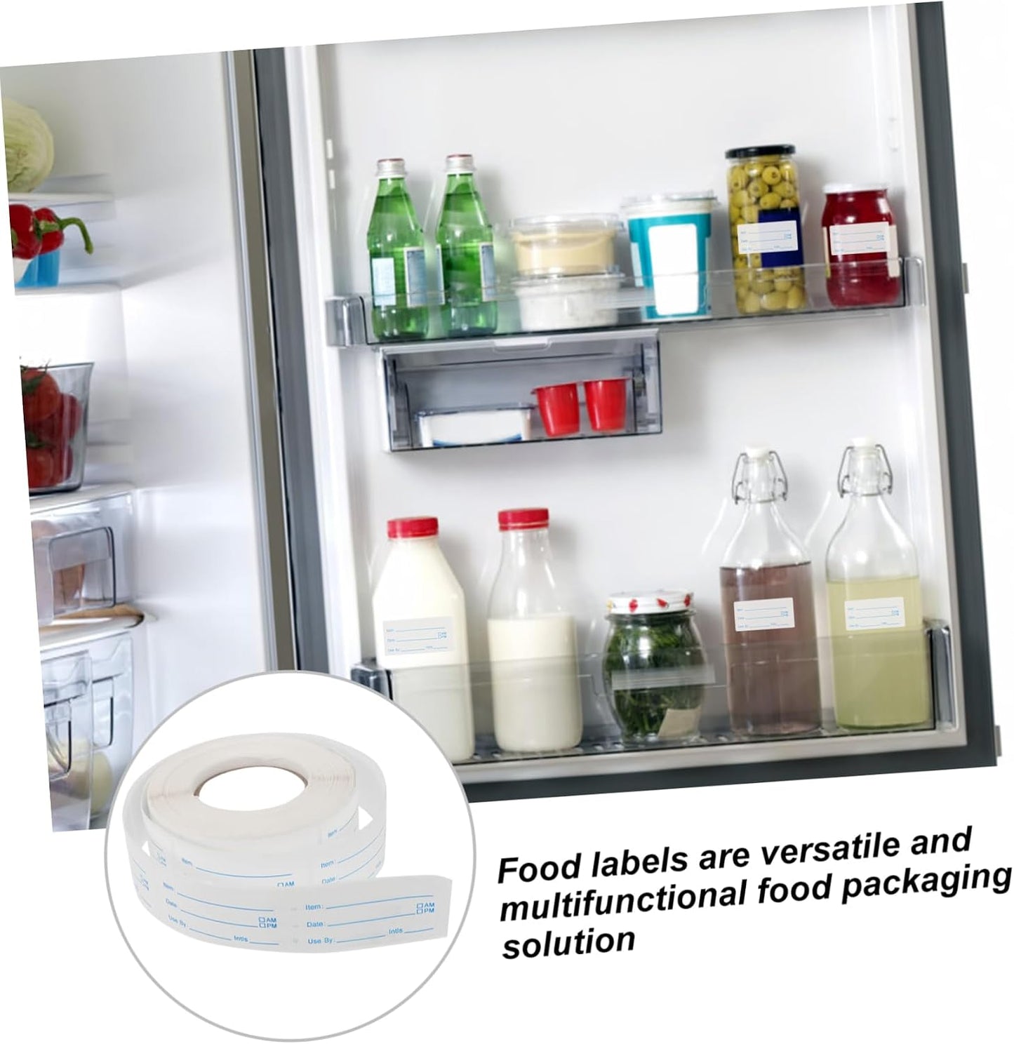 1roll Food Date Labels Stickers Removable Adhesive Stickers for Organizing Fridge Containers Safe Kitchen Storage Easy Application for Home Catering Use