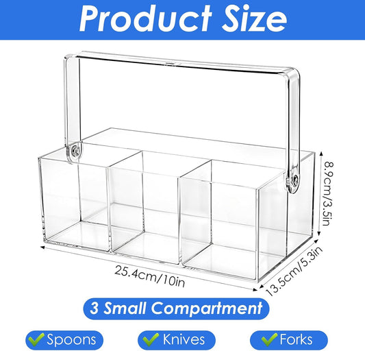 2 Pack Silverware Organizer, Paper Plate Holders, Cutlery and Flatware Caddy for Countertop, Table, Buffet, and Picnic - Acrylic Party Utensil Holder for Knives, Forks, Spoons, Plates, Napkins