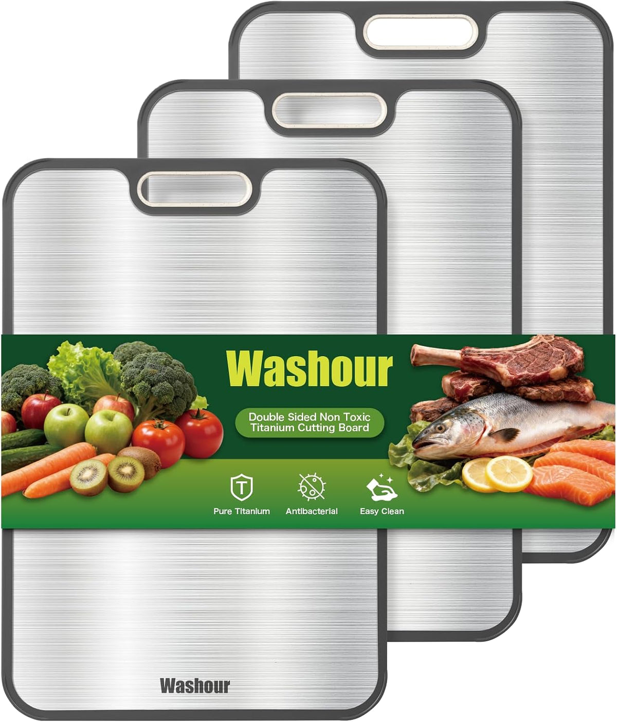 Titanium Cutting Board for Kitchen 16" x 11", 2-in-1 Cutting Mat