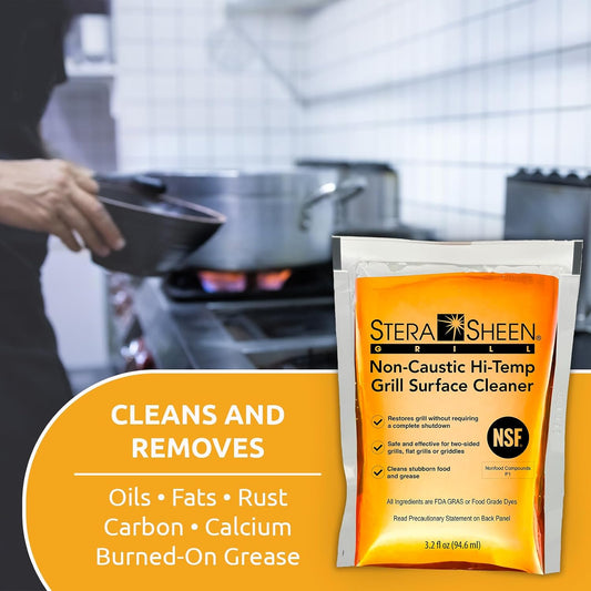Stera Sheen - Grill Cleaner - Food Safe, Non-Caustic Formula - Restaurant & Cafe Quality Cleaner for Flat Top Grills and Griddles - Eliminate Tough Encrusted Grease - 32 fl oz Bottle (1 count)