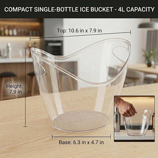 2 Pack 4L Clear Ice Bucket for Parties, Plastic Beverage Tub for Champagne Beer Wine, Mimosa Bar Supplies Drink Bucket for Cocktails & Events