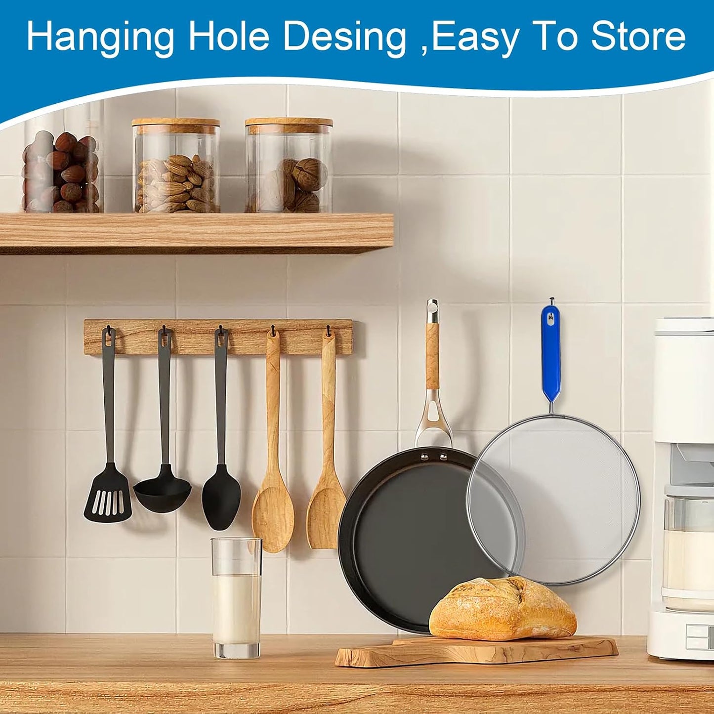 Splatter Screen for Frying Pan, 8 Inch Stainless Steel Small Grease Splatter Guard, Ultra Fine Mesh Prevents for Kitchen Frying Pan Cooking Supplies