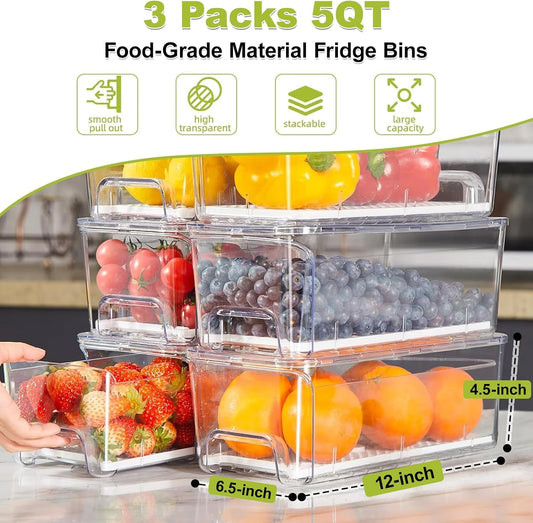 Fridge Organizers and Storage, Stackable Refrigerator Bins