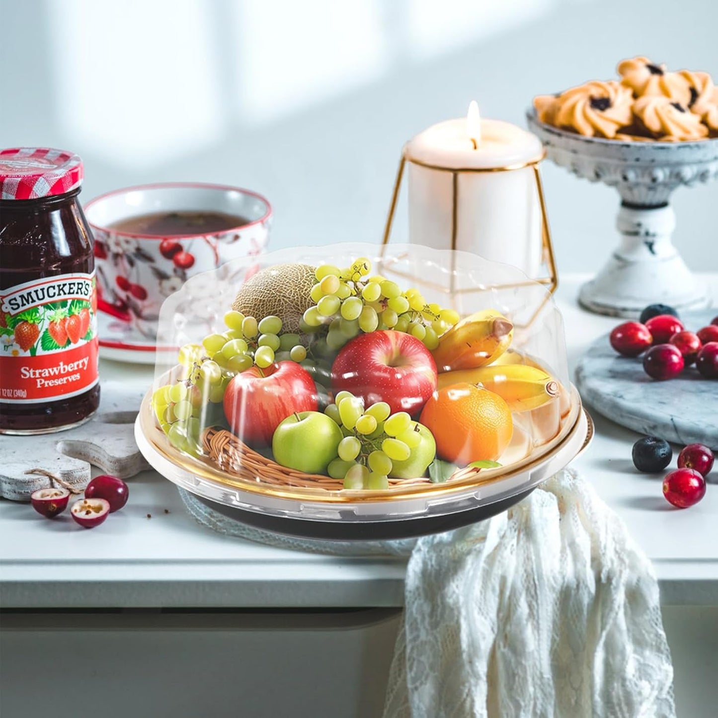 5pcs Round Cake Pies Carriers 11 Inch Plastic Disposable Cake Containers with Dome Lids Clear Bundt Cake Boxes Sandwich Trays