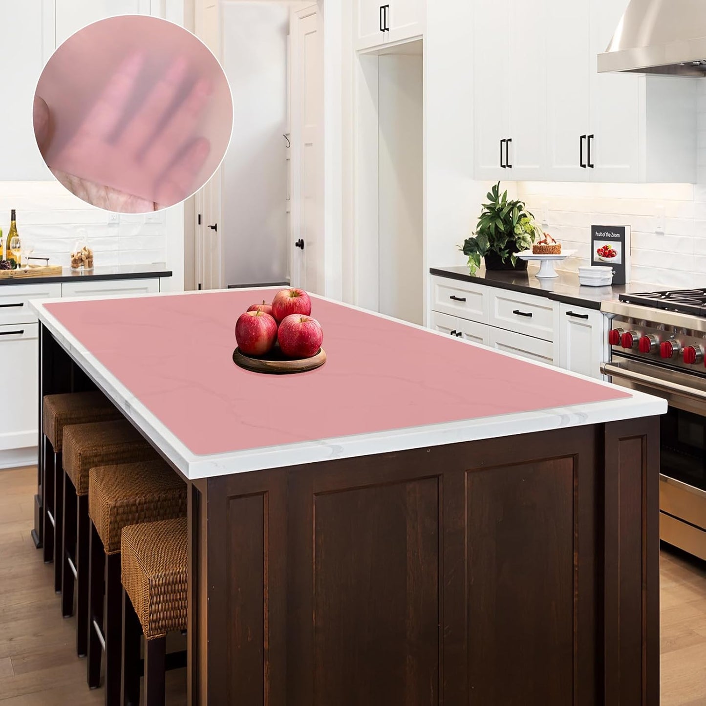 Super Large Silicone Mat, 120"x24" Silicone Mats for Kitchen Counter, Non-slip Heat Resistant Mat,Thicken Kitchen Counter Mat, Waterproof Countertop Protector for Craft (Black)