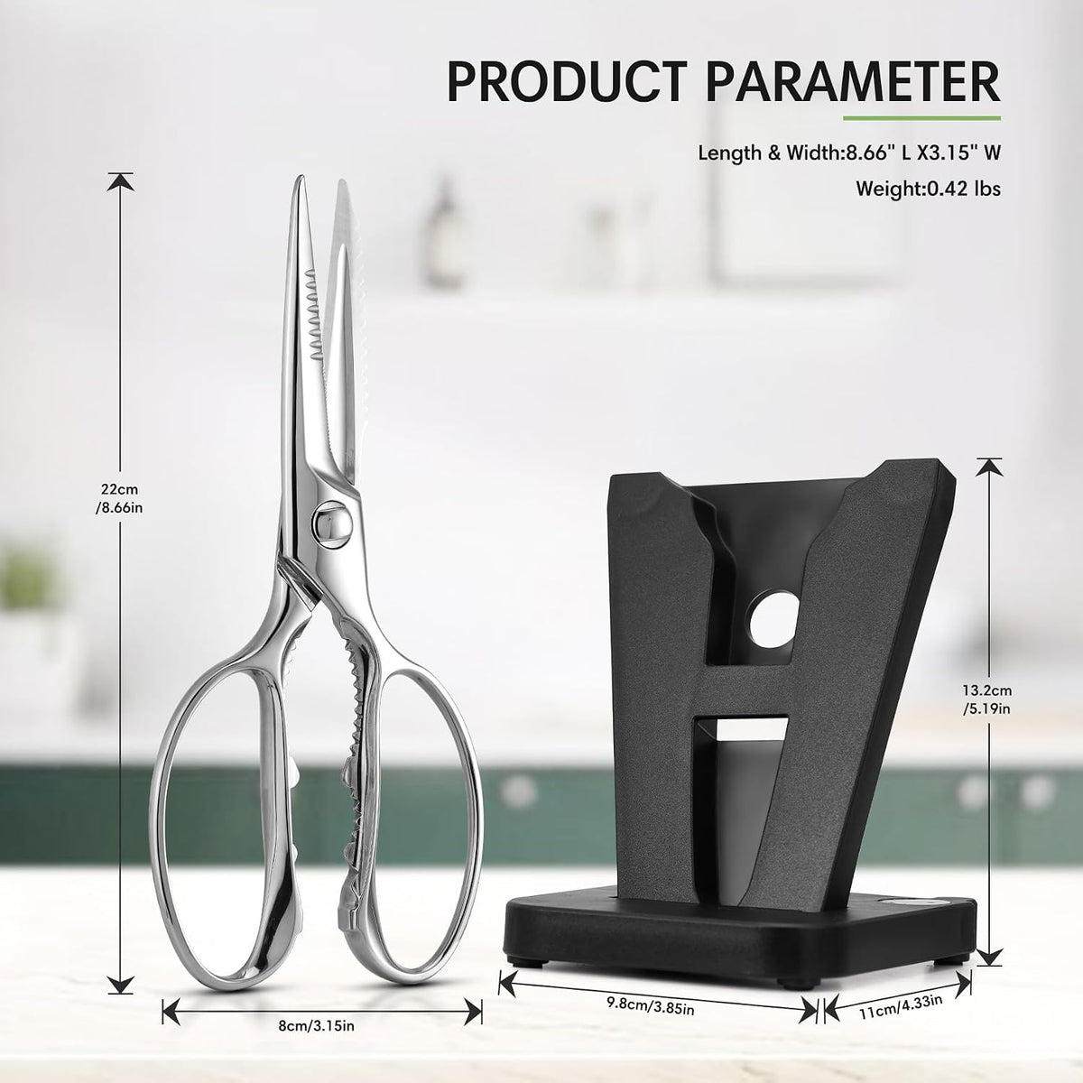 BALUCA Heavy Duty Kitchen Scissors, Kitchen Shears for Meat, Chicken, Fish, Poultry, Herb and Bread - Stainless Steel Detachable All Purpose Cooking Shears, Dishwasher Safe