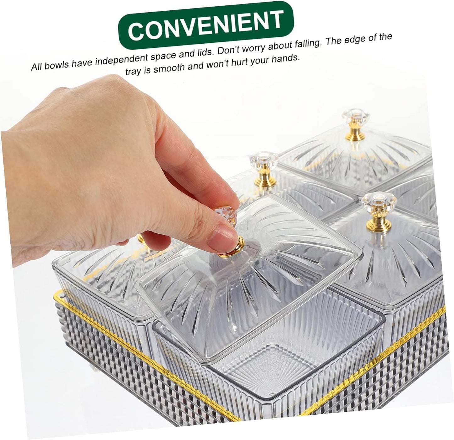 Didiseaon Compartment Snack Platter Lids Relish Serving Tray Fruit Nut Tray Decorative Serving Dish Party Accessory