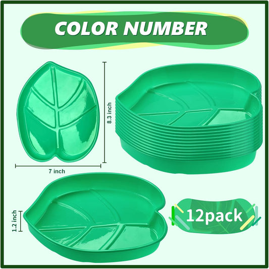 Zopeal 12 Pieces Palm Leaf Trays Hawaii Style Food Reusable Snack Tray