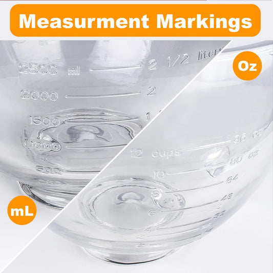 5-Quart Glass Mixing Bowl Compatible with KitchenAid 4.5 and 5QT Tilt Stand Mixers with Lid, Dishwasher Safe with Spout and Handle