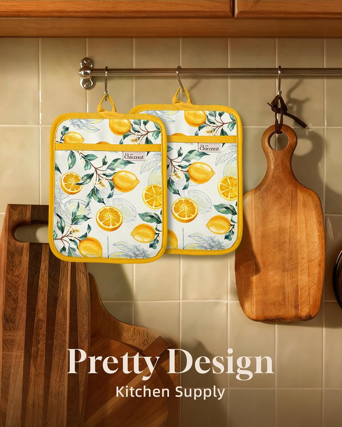 100% Cotton Potholders Textured Soft Silicone Grip Daisy Gingham
