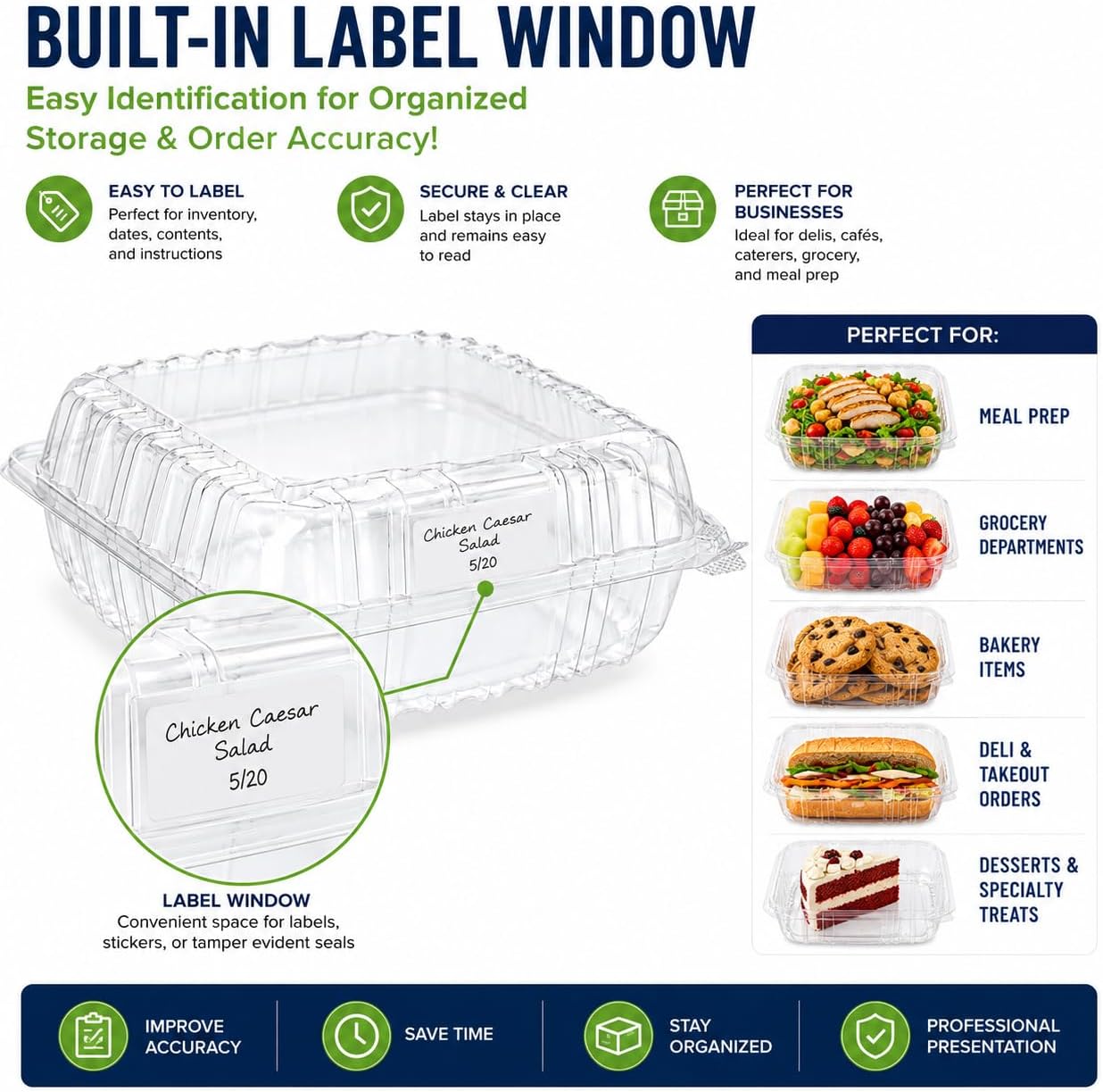 3 Compartment Food Containers with Lids, 25 Pack, 38 Oz Take Out Containers, Reusable Meal Prep Containers, Microwave Safe Lunch Boxes, Food Storage Containers for Catering, Restaurant & To Go Meals