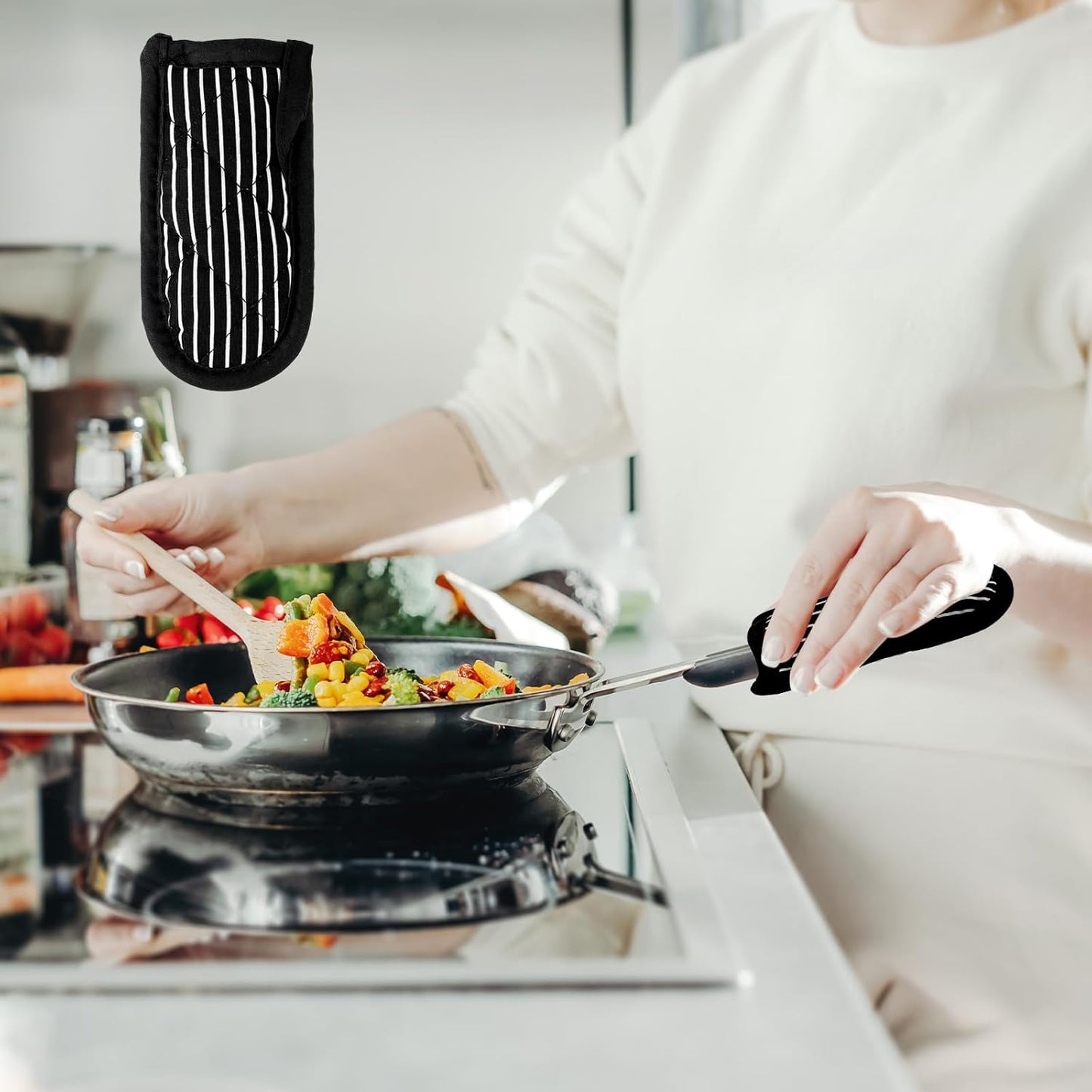 2PCS Hot Handle Covers Cast Iron Skillet Handle Covers Heat Resistant Hot Handle Holders Non-Slip Machine Washable Handle Mitts for Kitchen Baking Cooking BBQ Cookwares, Chili