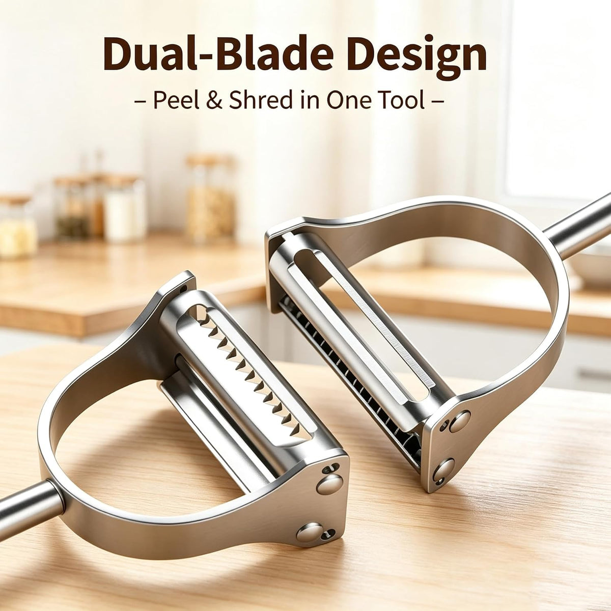 2 in 1 Julienne Vegetable Peeler, Stainless Steel Slicer Tool