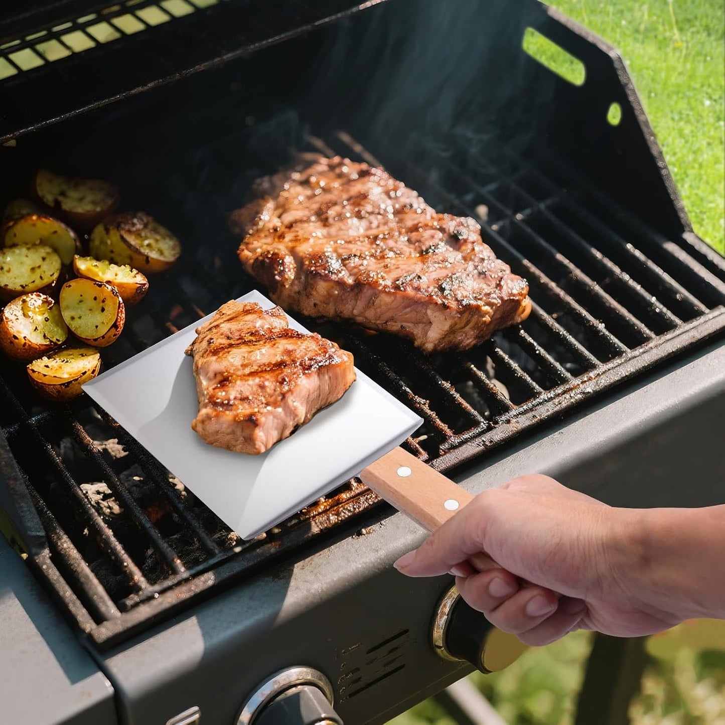 Flyisland Blackstone Bench Scraper,Griddle Scraper for Blackstone, Heavy Duty Stainless Steel Grill Scraper,Dough Scraper Cutter for Bread and Pizza Cutter, Griddle Scraper Chopper
