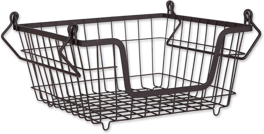 DII Metal Wire Mesh Stackable Utility Storage Bin, Small Round, 12x12x10", Bronze