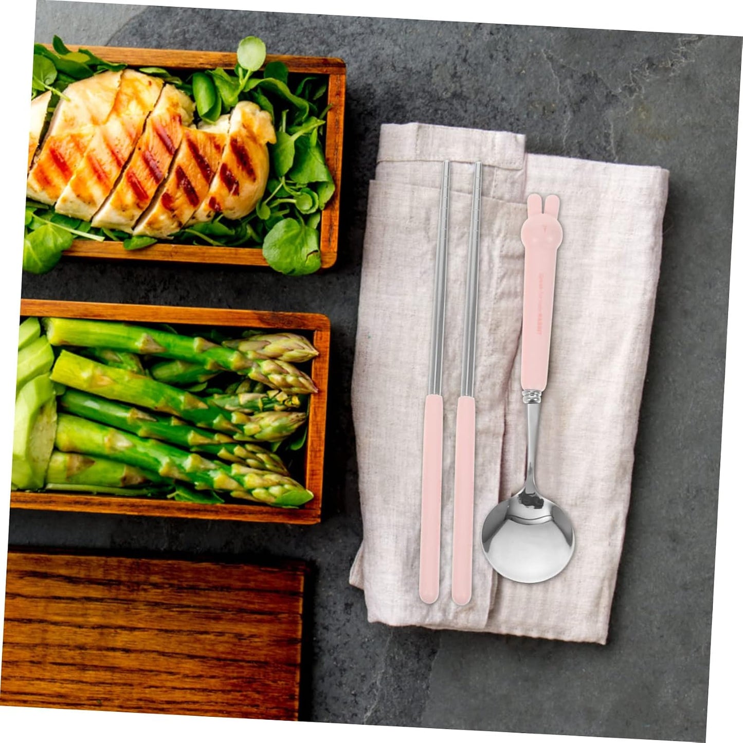 Garneck Portable Cutlery Set for Boys and Girls Lunch Box Utensils Spoon Chopsticks Reusable Silverware Set Case Travel Silverware Stainless Steel