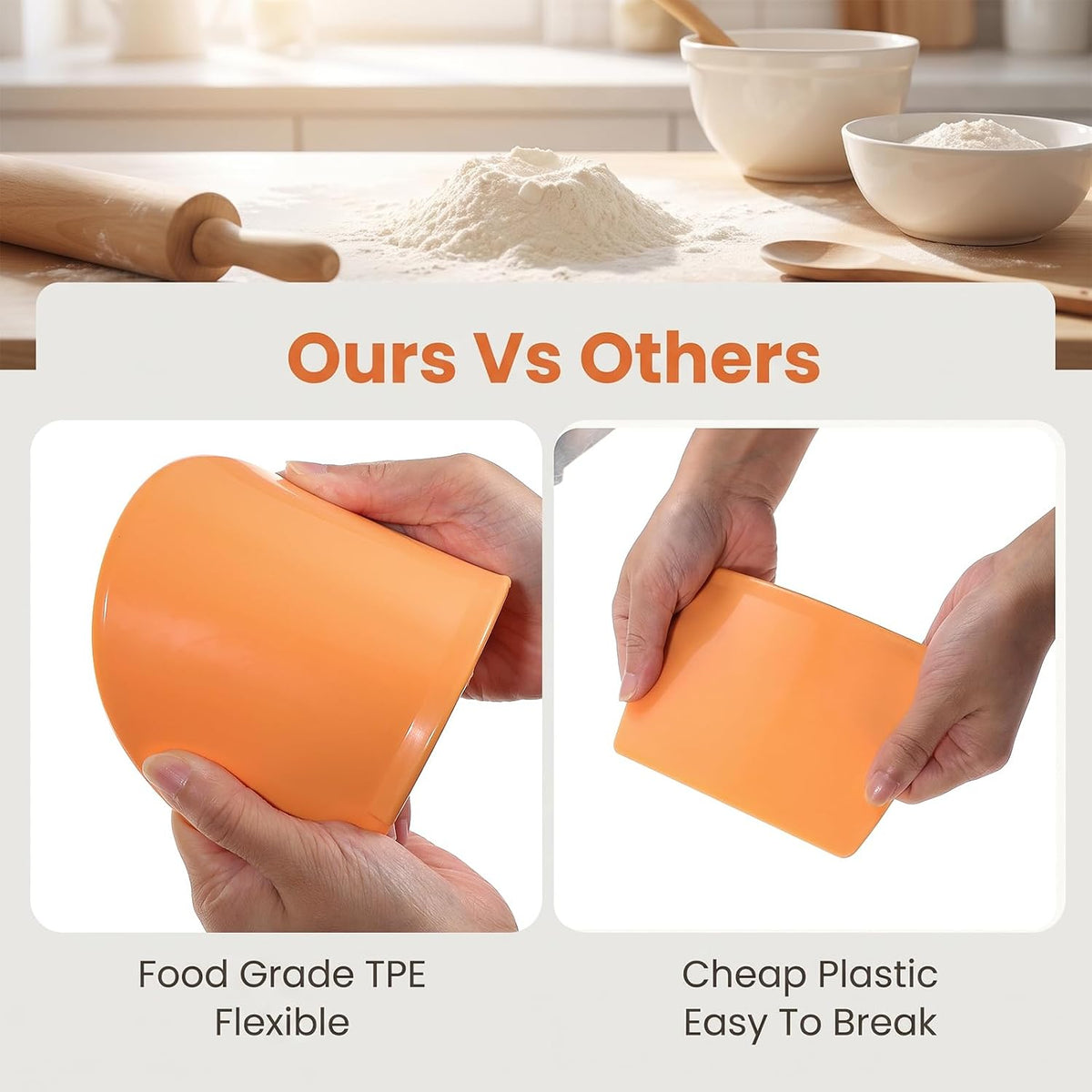 3pcs Bread Scraper for Sourdough,Silicone Bench Scraper Kitchen